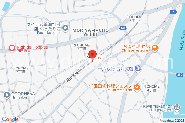 古井メンズエステの地図です。map of Kobi station where spa and massage salons are located