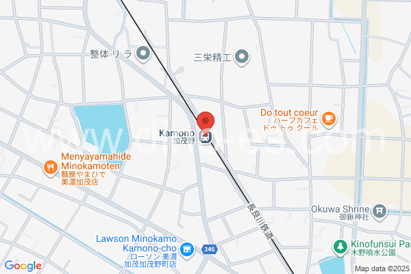 加茂野メンズエステの地図です。map of Kamono station where spa and massage salons are located