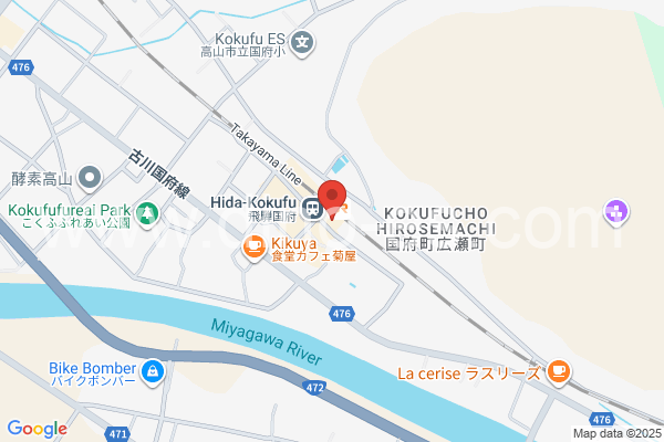 飛騨国府メンズエステの地図です。map of Hida-Kokufu station where spa and massage salons are located