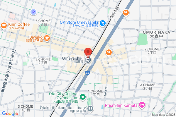 梅屋敷(東京)メンズエステの地図です。map of Umeyashiki station where spa and massage salons are located