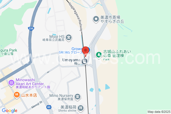 梅山メンズエステの地図です。map of Umeyama station where spa and massage salons are located