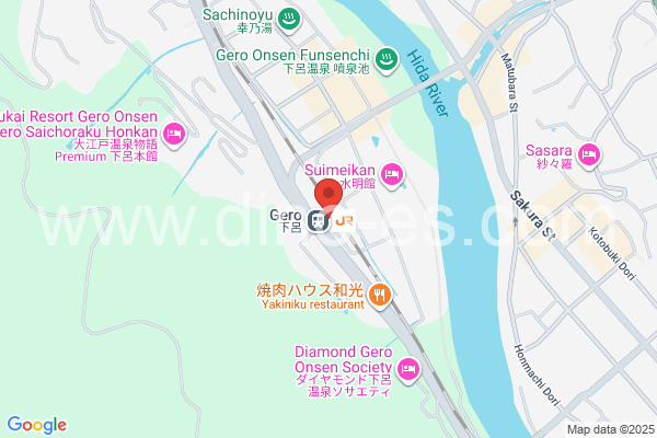 下呂メンズエステの地図です。map of Gero station where spa and massage salons are located