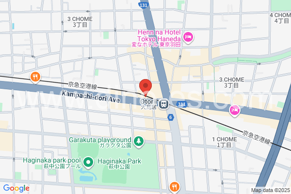 大鳥居メンズエステの地図です。map of Ōtorii station where spa and massage salons are located