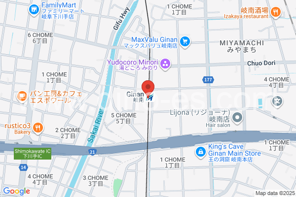 岐南メンズエステの地図です。map of Ginan station where spa and massage salons are located