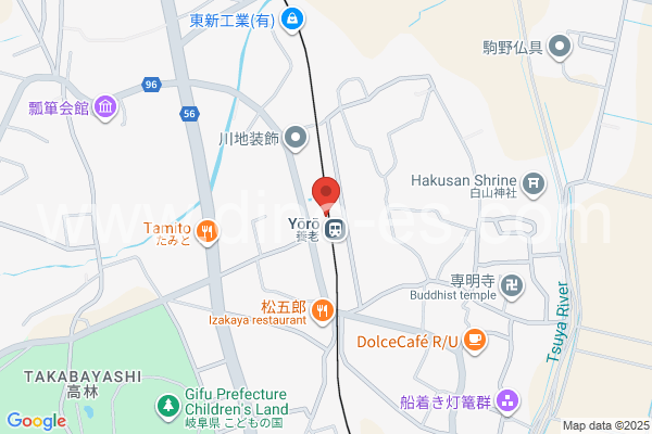 養老メンズエステの地図です。map of Yōrō station where spa and massage salons are located