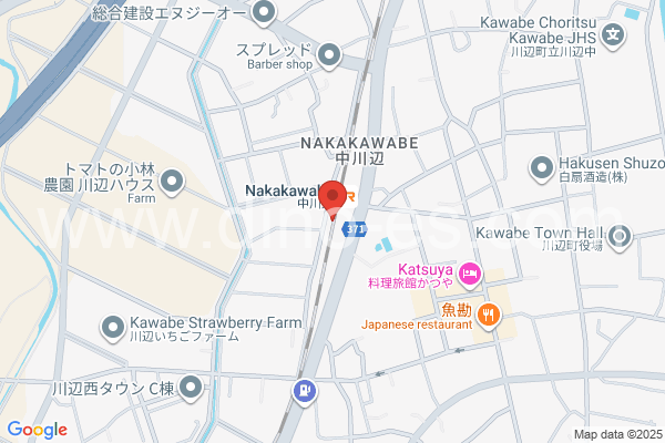 中川辺メンズエステの地図です。map of Nakakawabe station where spa and massage salons are located