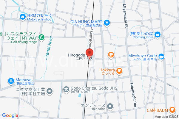 広神戸メンズエステの地図です。map of Hiro-Gōdo station where spa and massage salons are located