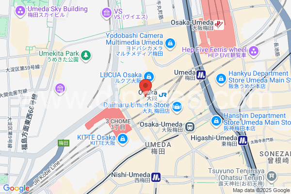 大阪メンズエステの地図です。map of Osaka station where spa and massage salons are located