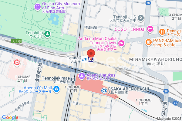 天王寺メンズエステの地図です。map of Tennōji station where spa and massage salons are located