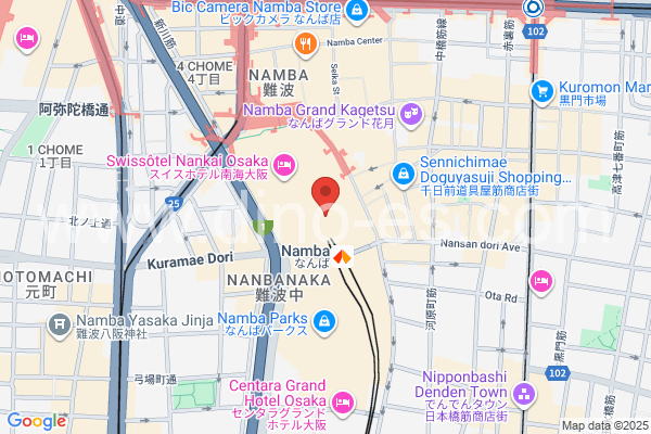 難波(南海)メンズエステの地図です。map of Namba station where spa and massage salons are located