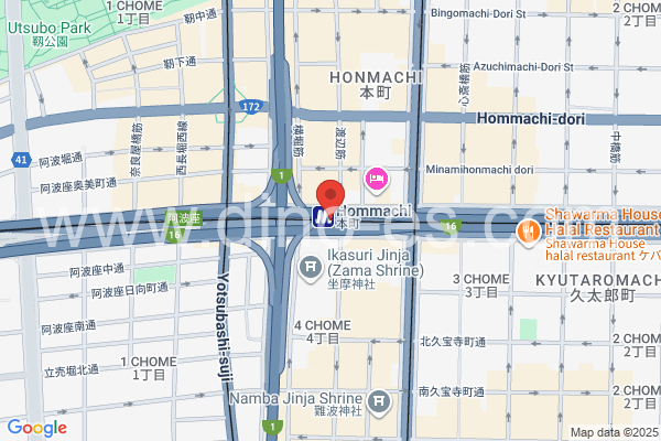 本町メンズエステの地図です。map of Hommachi station where spa and massage salons are located