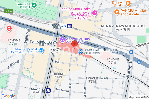 大阪阿部野橋メンズエステの地図です。map of Ōsaka Abenobashi station where spa and massage salons are located
