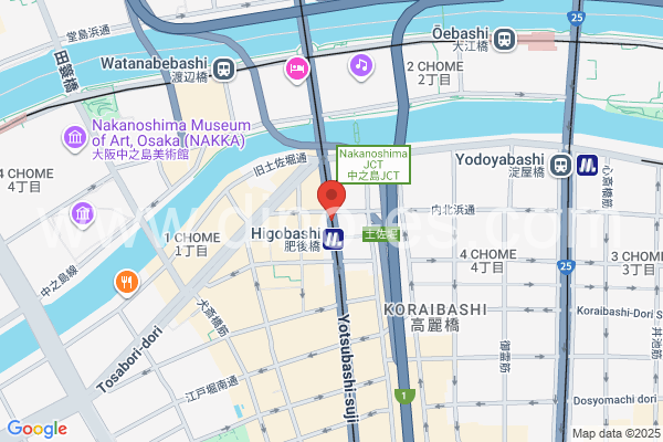 肥後橋メンズエステの地図です。map of Higobashi station where spa and massage salons are located
