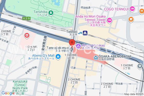 天王寺駅前メンズエステの地図です。map of Tennōji Ekimae station where spa and massage salons are located