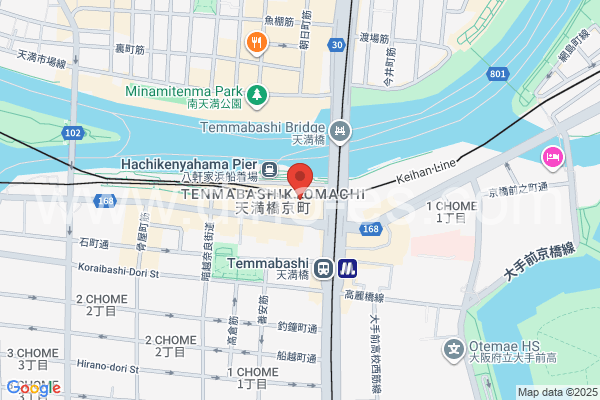 天満橋メンズエステの地図です。map of Temmabashi station where spa and massage salons are located