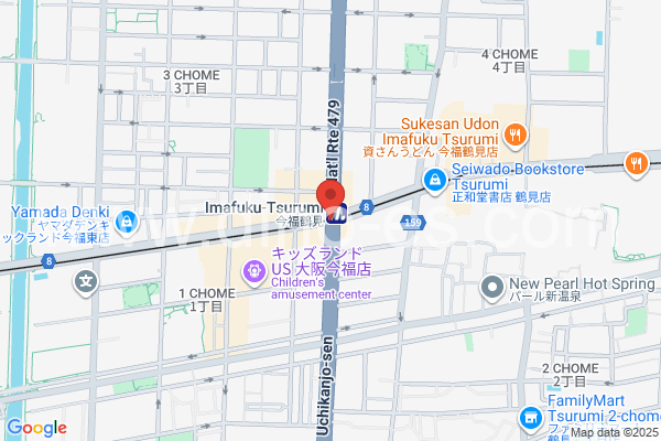 今福鶴見メンズエステの地図です。map of Imafuku-Tsurumi station where spa and massage salons are located