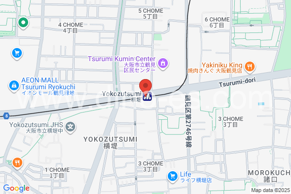 横堤メンズエステの地図です。map of Yokozutsumi station where spa and massage salons are located