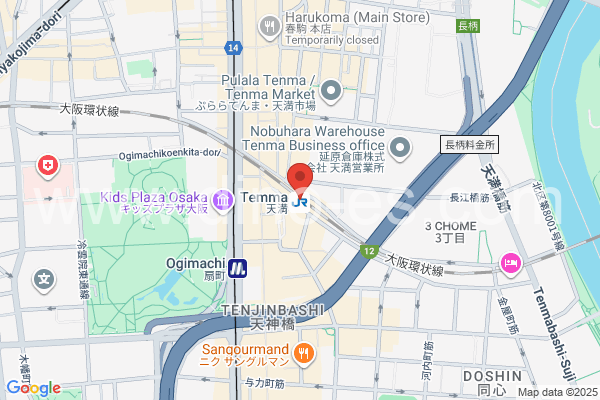 天満メンズエステの地図です。map of Temma station where spa and massage salons are located