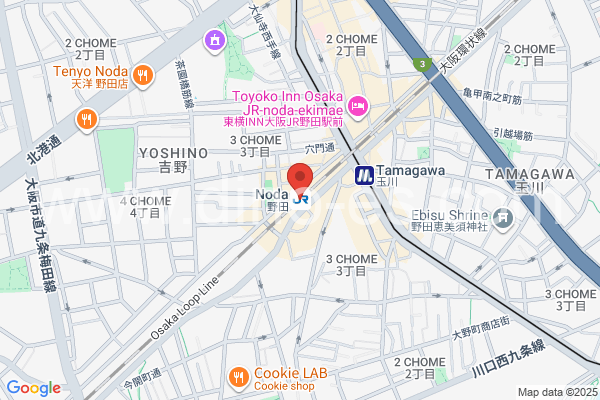 野田(ＪＲ)メンズエステの地図です。map of Noda station where spa and massage salons are located