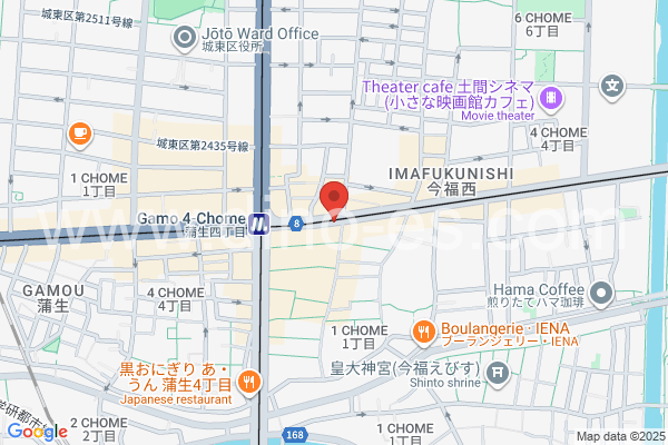 蒲生四丁目メンズエステの地図です。map of Gamō-yonchōme station where spa and massage salons are located