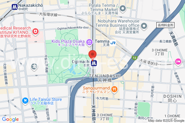 扇町(大阪)メンズエステの地図です。map of Ōgimachi station where spa and massage salons are located