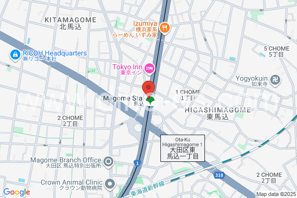 馬込メンズエステの地図です。map of Magome station where spa and massage salons are located