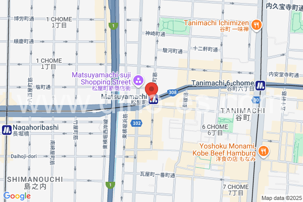 松屋町メンズエステの地図です。map of Matsuyamachi station where spa and massage salons are located