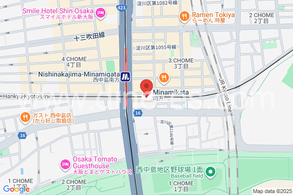 南方(大阪)メンズエステの地図です。map of Minamikata station where spa and massage salons are located