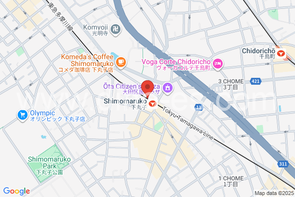 下丸子メンズエステの地図です。map of Shimo-Maruko station where spa and massage salons are located