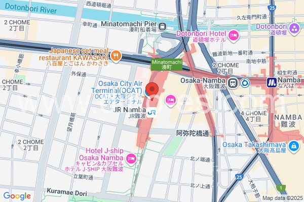 ＪＲ難波メンズエステの地図です。map of Nanba station where spa and massage salons are located