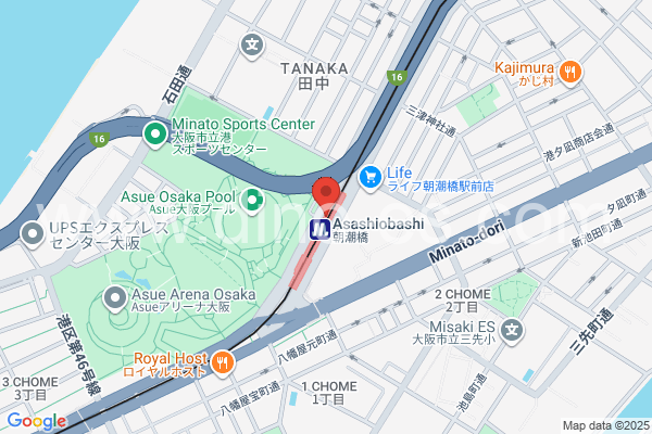 朝潮橋メンズエステの地図です。map of Asashiobashi station where spa and massage salons are located
