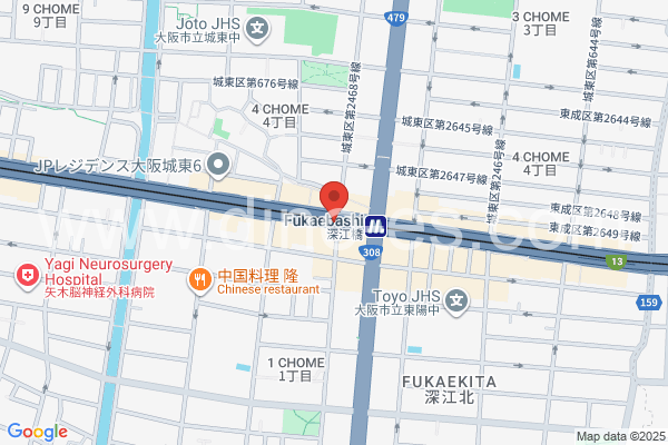 深江橋メンズエステの地図です。map of Fukaebashi station where spa and massage salons are located