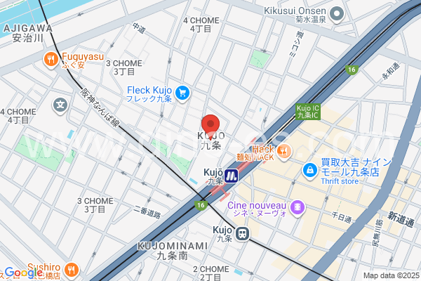九条(大阪市営)メンズエステの地図です。map of Kujō station where spa and massage salons are located