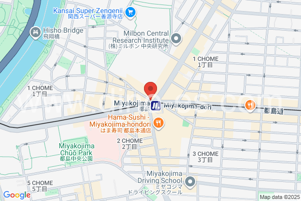 都島メンズエステの地図です。map of Miyakojima station where spa and massage salons are located