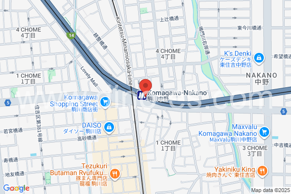 駒川中野メンズエステの地図です。map of Komagawa-Nakano station where spa and massage salons are located