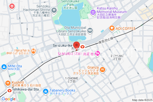 洗足池メンズエステの地図です。map of Senzoku-Ike station where spa and massage salons are located