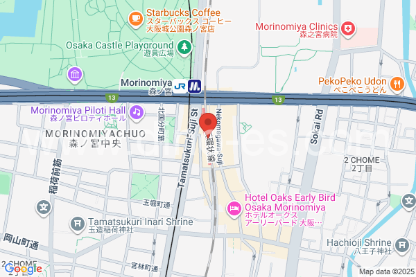 森ノ宮メンズエステの地図です。map of Morinomiya station where spa and massage salons are located