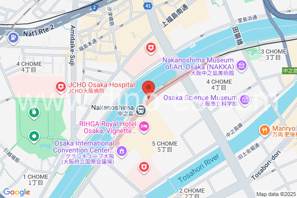 中之島メンズエステの地図です。map of Nakanoshima station where spa and massage salons are located