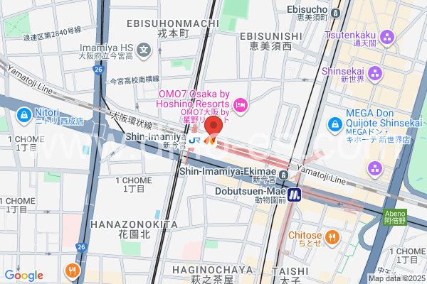 新今宮メンズエステの地図です。map of Shin-Imamiya station where spa and massage salons are located
