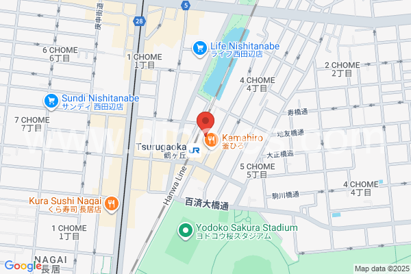 鶴ヶ丘メンズエステの地図です。map of Tsurugaoka station where spa and massage salons are located