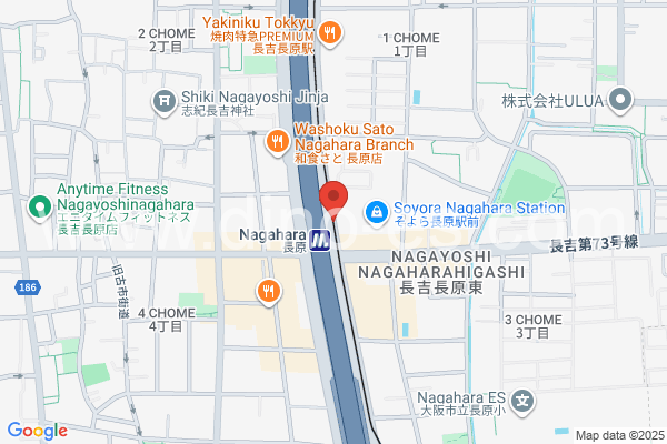 長原(大阪)メンズエステの地図です。map of Nagahara station where spa and massage salons are located