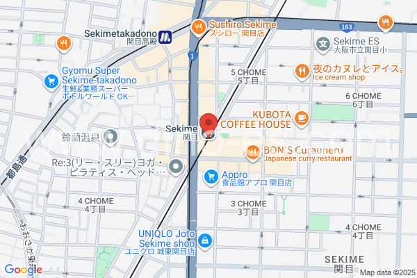 関目メンズエステの地図です。map of Sekime station where spa and massage salons are located
