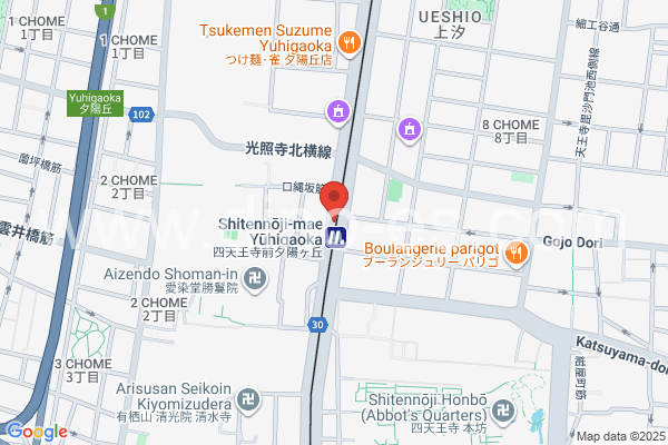 四天王寺前夕陽ヶ丘メンズエステの地図です。map of Shitennōji-mae Yūhigaoka station where spa and massage salons are located