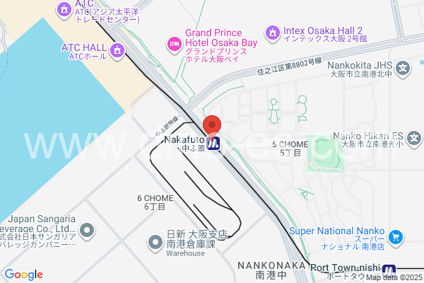 中ふ頭メンズエステの地図です。map of Nakafutō station where spa and massage salons are located