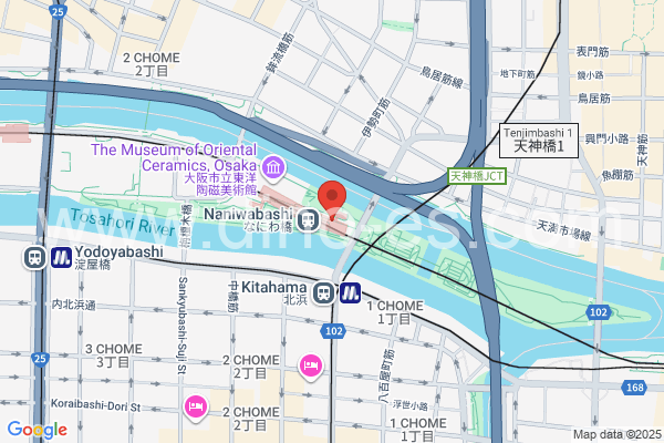 なにわ橋メンズエステの地図です。map of Naniwabashi station where spa and massage salons are located