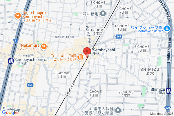 千林メンズエステの地図です。map of Sembayashi station where spa and massage salons are located