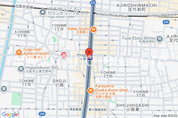 小路(大阪市営)メンズエステの地図です。map of Shōji station where spa and massage salons are located