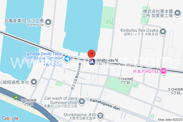 平林(大阪)メンズエステの地図です。map of HiraBayashi station where spa and massage salons are located