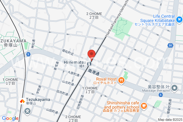 姫松メンズエステの地図です。map of Himematsu station where spa and massage salons are located