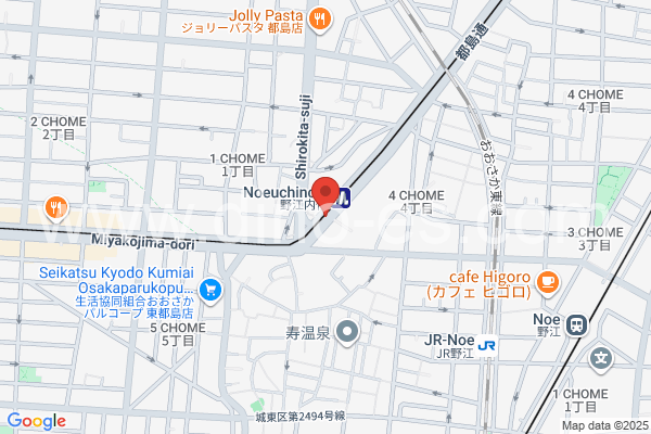 野江内代メンズエステの地図です。map of Noe-Uchindai station where spa and massage salons are located